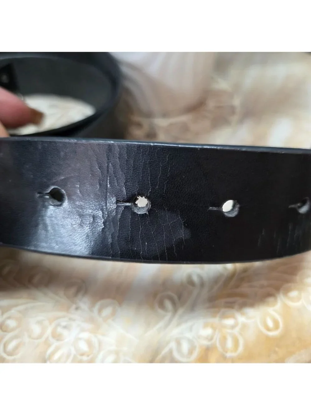 Guess Black Genuine Leather G Logo Plaque Belt Silver Buckle Size 38 Casual Mod